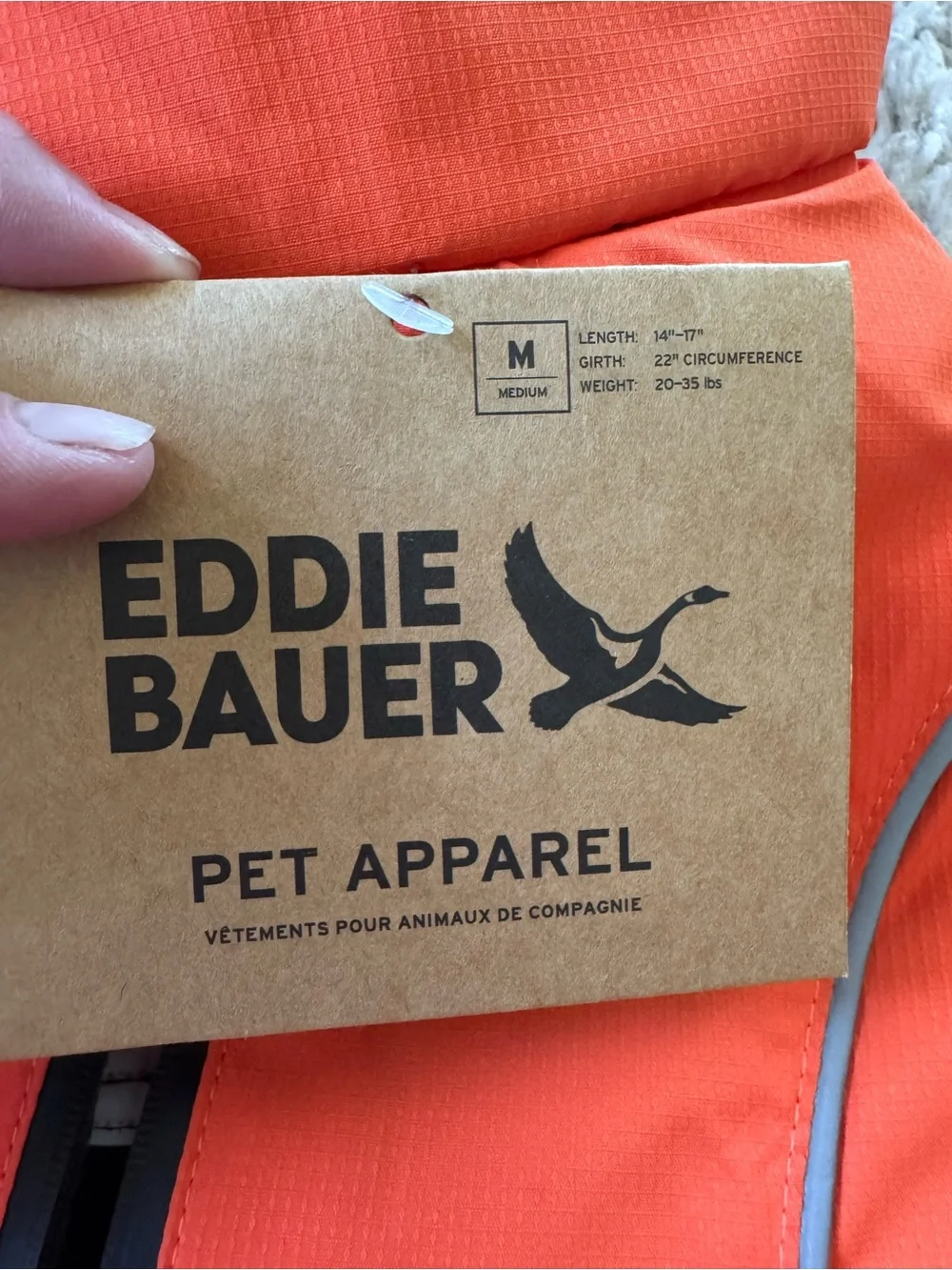 Eddie Bauer Dog Orange Puffer Jacket